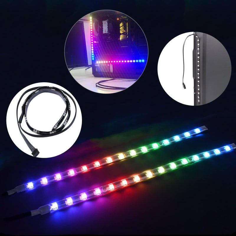 DS leddess DS 120MM Ring RGB Case Fans with Controller for PC Cases, Computer Case ATX Full Tower, Middle Tower (LED Fans 3PACK Kit, 2PACK LED Strip, 1st GEN Hub Box, A Series) - Image 4